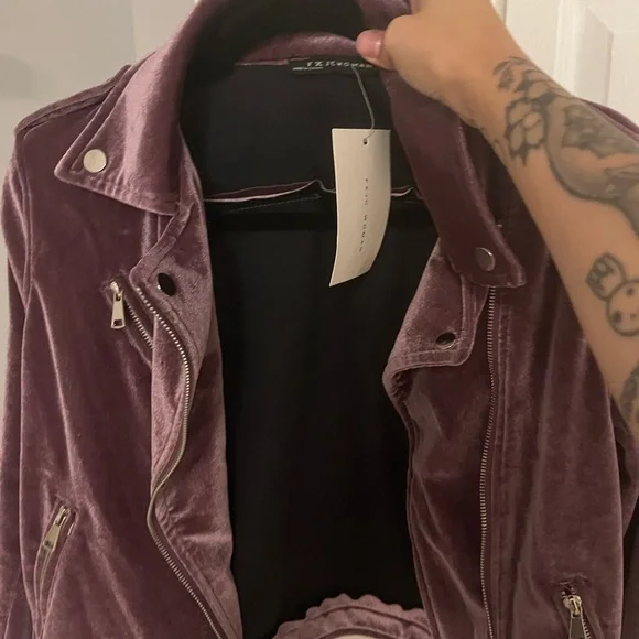Velvet purple moto jacket - Picture 9 of 10